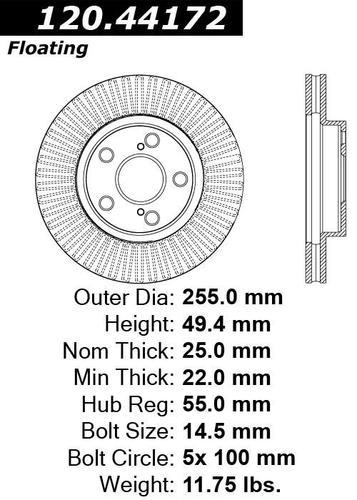 Centric 120.44172 front brake rotor/disc-premium rotor-preferred