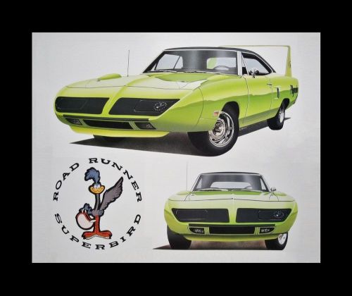 Road runner superbird plymouth - 1970 1969 1968 nascar - dealer poster art print