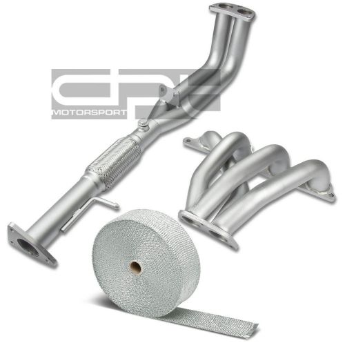 4-2-1 stainless ceramic exhaust race header for prelude si h23a1+white heat wrap