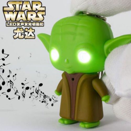 Star wars series cartoon yoda creative led luminous  keychain 1pcs