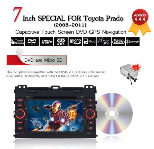 Android 4.4.4 wifi car gps dvd player auto radio for toyota prado 120 2002-2009