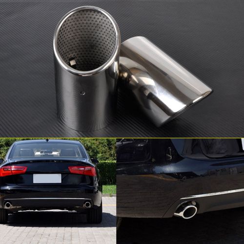 2 pcs chrome exhaust tail muffler tip pipe for audi q7 3.0 tdi tfsi 2006-2013