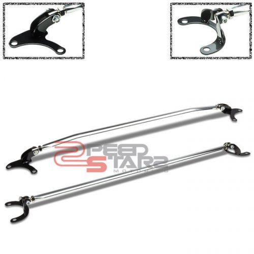 Eclipse dsm 1g 23mm aluminum silver front+rear upper strut brace tower tie bars