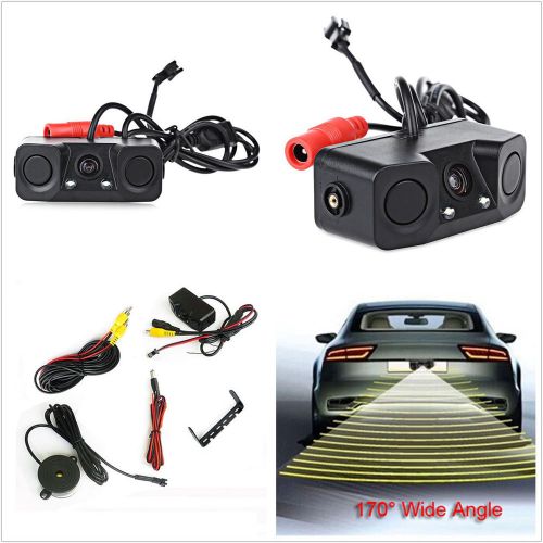 Waterproof 3in1 car parking reversing radar system backup rear view cmos camera