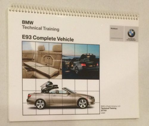 Bmw technical training manual e93 complete vehicle st701 workbook spiral