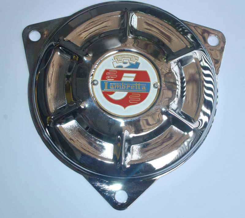 Very nice chrome lambretta ld embellisher - spare wheel cover .- ulma vigano 