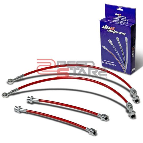 For 89-94 maxima j30 non abs red pvc coated stainless hose brake lines/cable