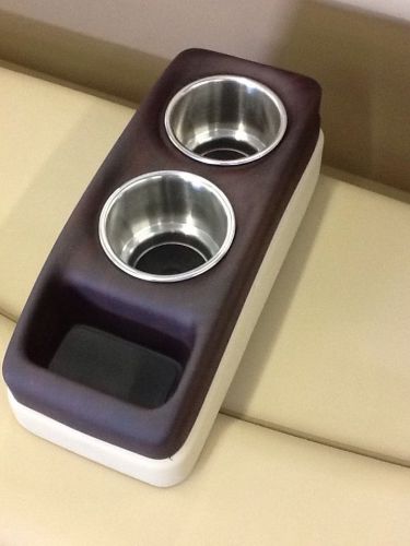 Set of 2 portable cup holder (rubbed oil royal mahogany) ss cups! java vinyl