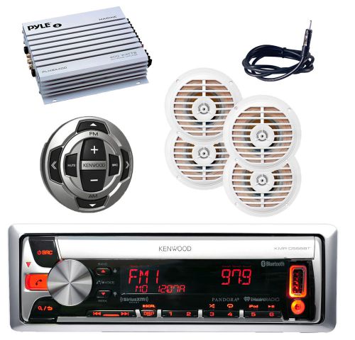 Marine kenwood cd/mp3 bluetooth player antenna,400w amp,4 speakers,wired remote