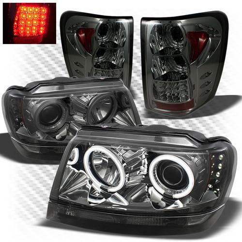 99-04 grand cherokee smoke ccfl pro headlights + philips-led perform tail lights