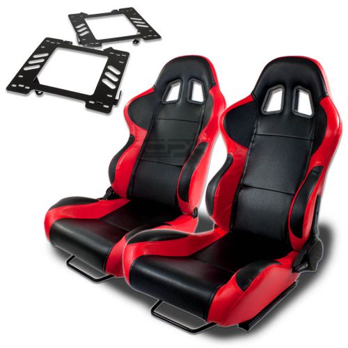 T-4 racing seat black red pvc+rail/rail+for 99-04 ford mustang sn-95 bracket x2