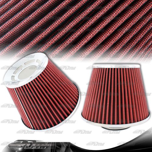 Universal cotton gauze 3 inch inlet tapered cone style air intake filter - red