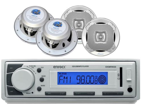 Lanzar 6.5&#034; 2way 400w marine speakers, enrock marine usb am fm aux mp3 receiver