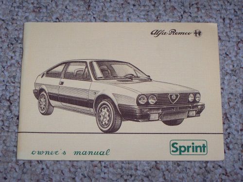 1983 alfa romeo sprint factory original owners owner&#039;s user manual book rare!