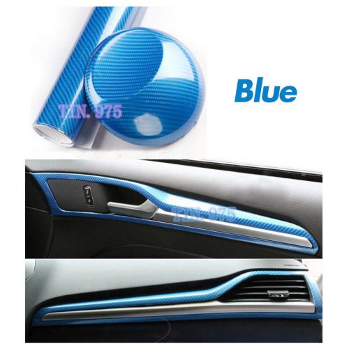 12&#034;x60&#034; 5d ultra shiny gloss glossy blue carbon fiber vinyl wrap sticker decal