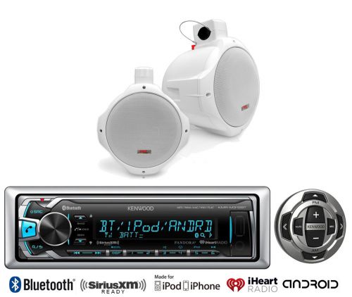 Kenwood usb for ipod bluetooth marine radio/remote, 8&#034; white wakeboard speakers