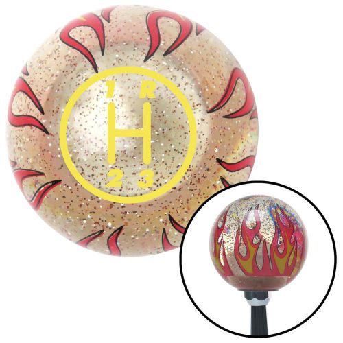 Yellow3 speed shift pattern -3rur clear flame metal flake shift knob m16 x 1.5ge