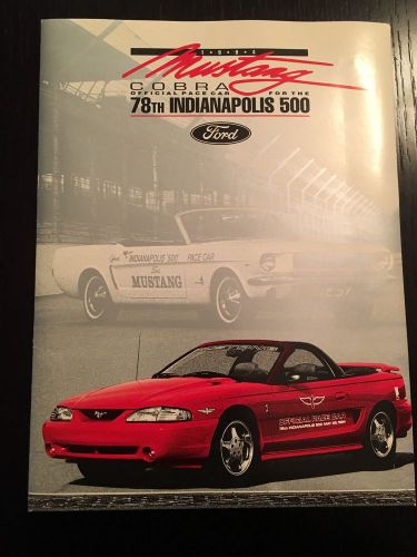 1994 ford mustang &#034;svt&#034; cobra indy 500 pace car press kit.  with photo slid