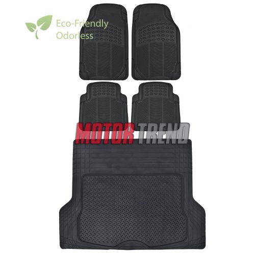 Odor-free eco tech hd floor mats motor trend for car suv w/ cargo liner black