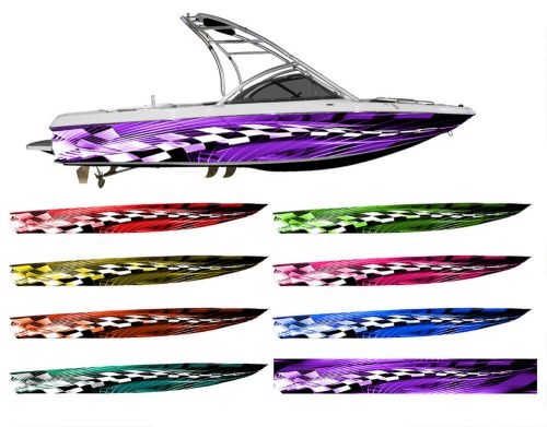 The &#034;edge&#034; checkered racing flag boat wrap - customized for your boat