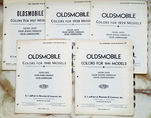 1937, 1938, 39, 40, 41 oldsmobile; dupont color paint chips &amp; color combinations