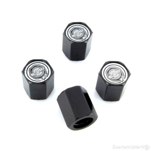 Chyrsler silver shield logo black tire stem valve caps