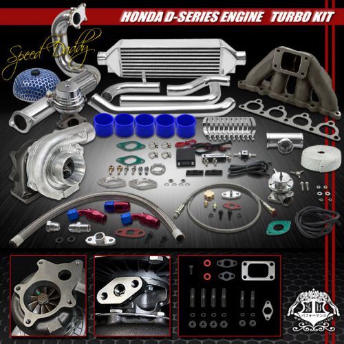 T04e 14p t3/t4 turbo kit bolt-on intercooler+cast manifold d15/d16 civic/del sol