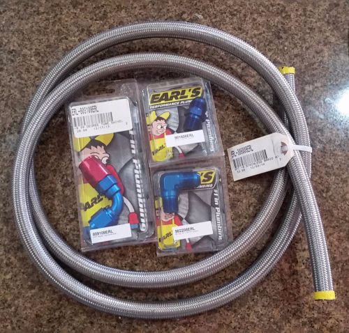 Lot new earls an fittings -8 tube swivel seal 90 npt stainless braid hose earl&#039;s