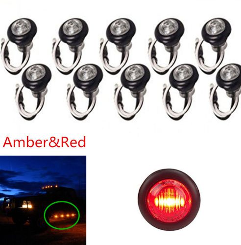 10in1 miniature round hawkeye bullet red&amp;yellow car clearance side marker lights