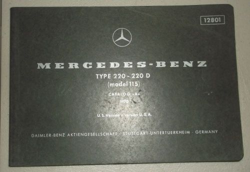 1970 mercedes benz 220 220d catalog a parts book