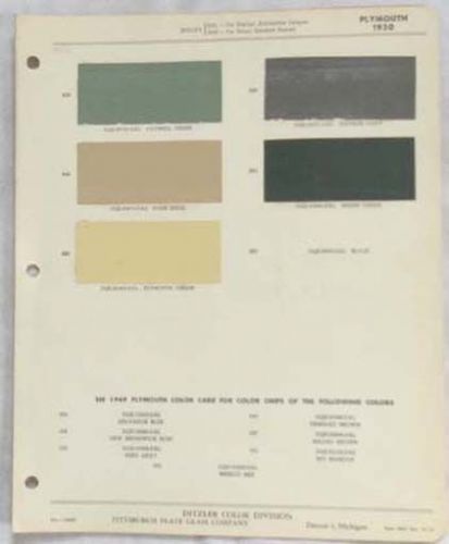 1950 plymouth ppg color paint chip chart all models original  mopar