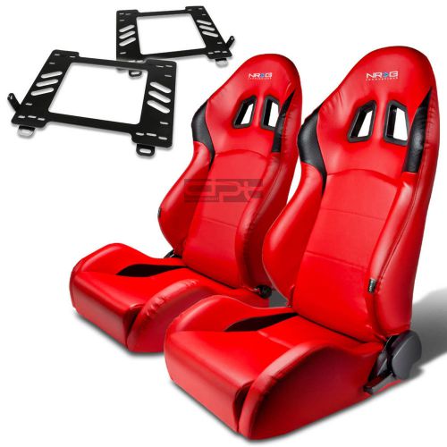 Nrg racing bucket seat red pvc+silder/rail+for 98-05 miata mx-5 nb bracket x2