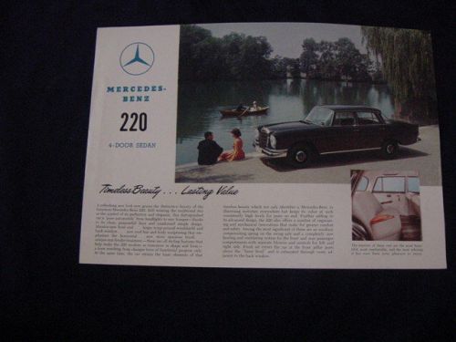 Dealer brochure mercedes benz 220 single page double sided w/ specifications