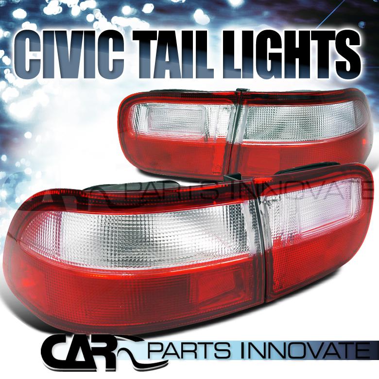 Honda 92-95 civic 2/4dr coupe sedan tail lights brake lamp red clear