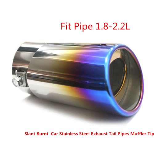 Universal car slant burnt stainless steel exhaust tail muffler tip pipe 1.8-2.2l