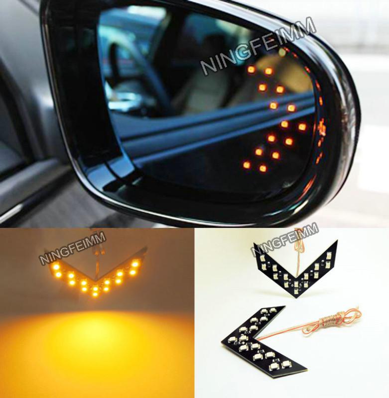 2x amber 14smd led arrow panel rear view mirror turn signal indicator light d