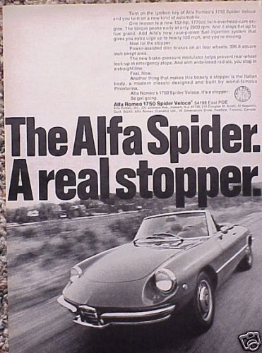 1969 1970 alfa romeo spider veloce 1750 original old  ad cmy store 5+= free ship