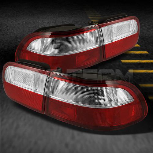 92-95 honda civic 2/4dr eg6 jdm red clear tail lights lamps 4pcs w/trunk piece