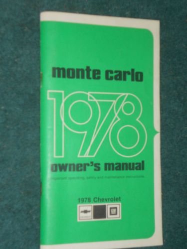 1978 chevrolet / monte carlo owner&#039;s manual / nice original guide book