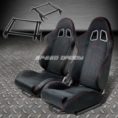 Pair type-1 reclining black suede racing seat+bracket for 02-06  rsx dc5 k20