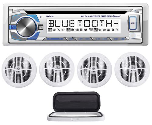 Dual mxd420bt marine/boat cd/mp3 player receiver+housing+(4) 6.5&#034; boat speakers