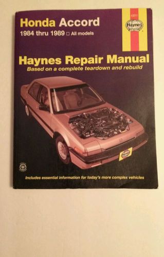 Haynes repair manual honda accord 1984-1989 all models