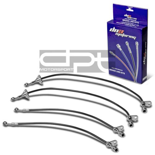 4-pcs stainless steel hose brake line for 97-01 acura integra gsr/type-r black