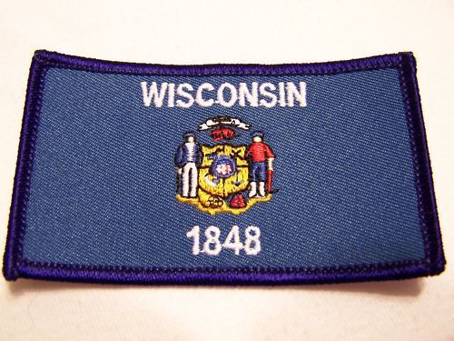 #0647 motorcycle vest patch state flag wisconsin