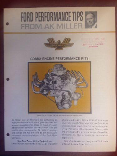 1964 ford ak miller cobra performance kits flyer catalog 289 427 mint!