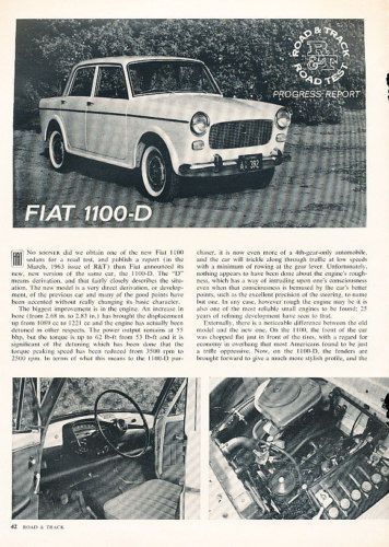 1963 fiat 1100-d 1100 original car print road test article