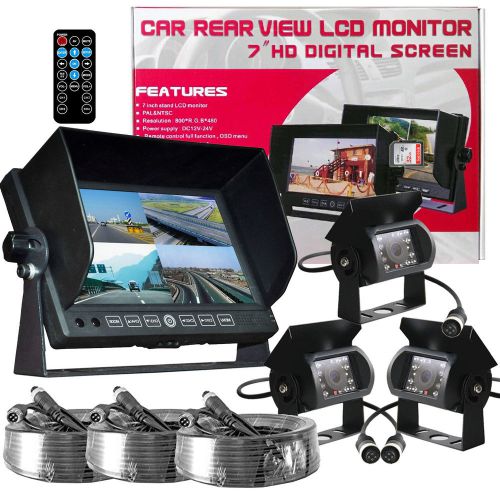 7&#034; quad monitor with dvr 3x backup ccd camera safety system for truck trailer rv