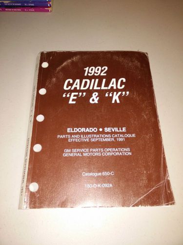 1992 cadillac e &amp; k eldorodo seville parts illustration manual catalogue 650-c