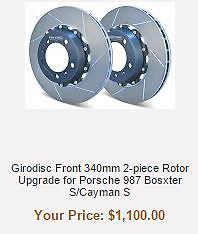 Giro disc front 2pc 340mm floating rotor for porsche 987 boxster s/cayman s