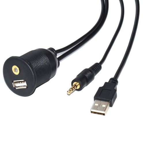 2m car motor flush mount usb 3.5mm audio aux extension cable lead cord